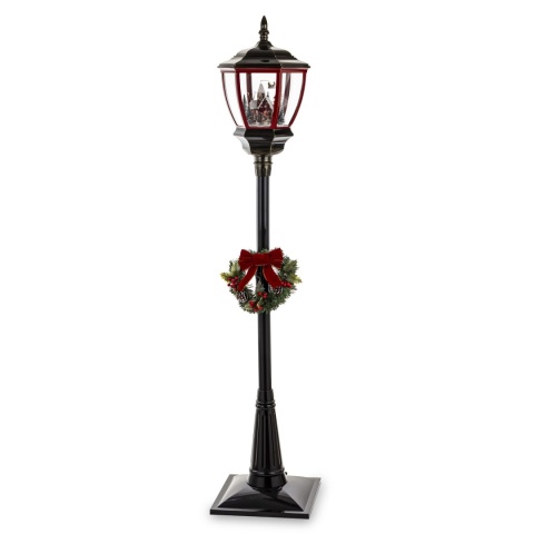 180 cm LED lantern with animated scene, swirling snow, and 8 melodies (179881) – power adapter included