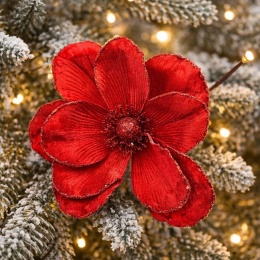 Magnolia on a burgundy peak, velvet, red brocade (CV34196-5)
