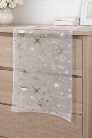 Silver organza with stars 36*200cm (211506)-30%
