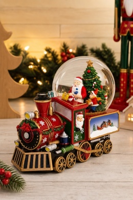 Ceramic train with snow globe music box (181009)