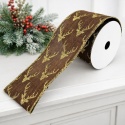 Brown glitter ribbon on a spool with reindeer (RF0542)