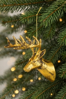 Antique gold reindeer head pendant (133039)-20%