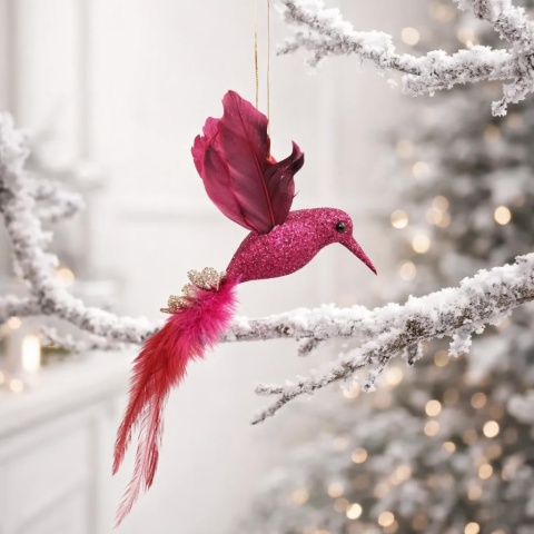 Hummingbird pendant fuchsia glitter (TG76076-2)