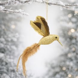 Hummingbird pendant, gold glitter (TG76076-1)