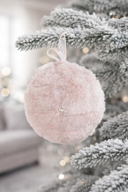 Ball pendant 14cm pink fur (ZX0286)-30%