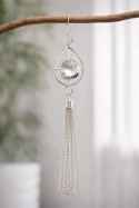 Silver teardrop pendant with crystal and tassel (HN0688)-20%