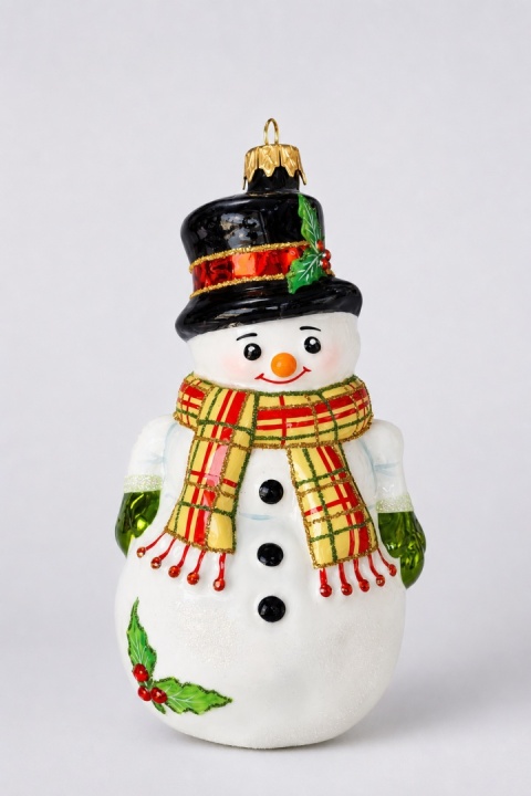 Christmas ornament: Snowman with holly (224) D