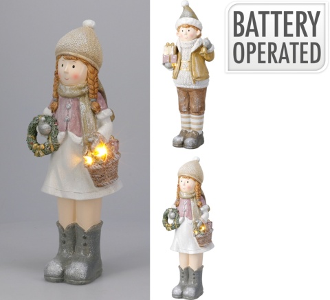 Chłopiec z prezentami LED poliresin(AFH000040)