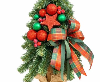 Choinka na kołeczku dekorowama 50cm GREEN RED (CHK-D-50-GR-RED)