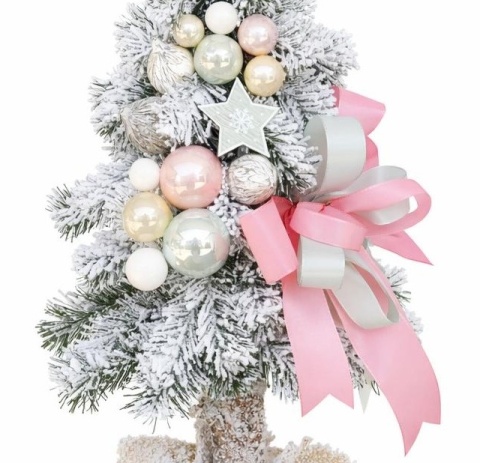 Choinka na kołeczku dekorowana śnieżona 50cm FELICITA (CHK-D-SG-50-FE)