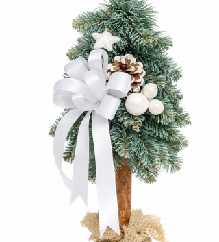 Choinka na kołeczku dekorowana srebrzysta 50cm BIANCO (CHK-SD-50-BIANCO)