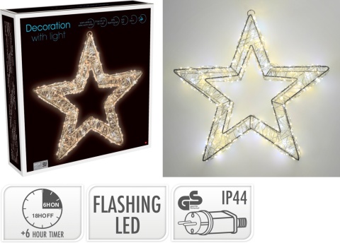 Gwiazda 500LED 38cm mix ciepłe/amber flash timer (AMZ143040) wew/zew