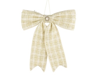 Large ecru "Coco Elegance" bow with gold thread (512129)