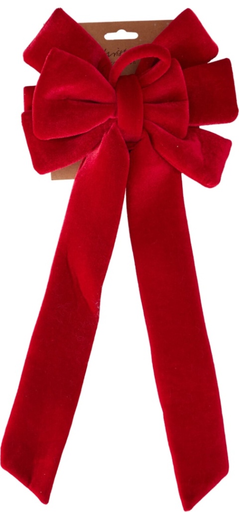 Medium red velvet cascading bow 49x22cm (546145)