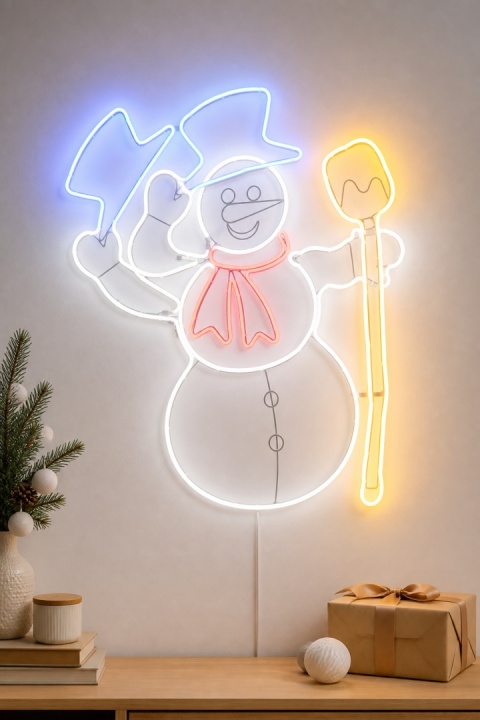 Kontur bałwan neon 76cm zdejmujący kapelusz timer zasilacz (ADX200050)