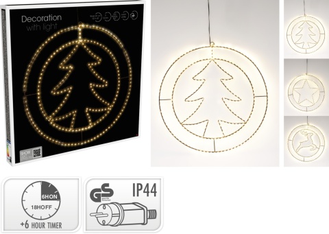 Kontur gwiazda w bombce 270LED ciepłe fi 52cm flash timer (AMZ130370)