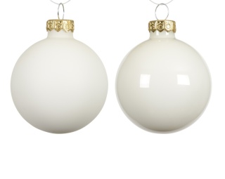 Set of 4 glass baubles, 10 cm diameter, white (opal/matte mix) (145766)