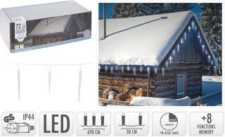 72-LED Icicle Curtain Light, Cool White, 8 Functions, Timer, 6.9m (AX8103100)