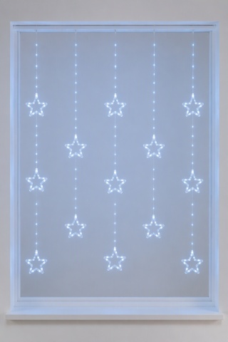 120x120 cm LED Curtain Light – Cool White, 8 Functions, Star-Shaped, Timer (AVX100650)