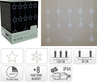 Kurtynka120x120cm 235LED zimna 8f. gwiazdki timer (AVX100650)