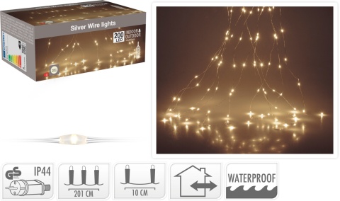 Lampki na druciku 200LED wiązka 10*200cm ciepłe 230V (AX5701510;AX8702520)