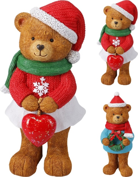 Miś dziewczynka 22cm z serduszkiem poliresin (542037)