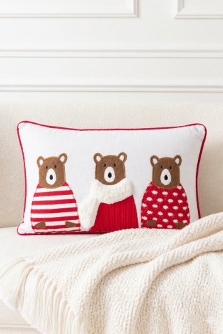 Beige cushion 30x50 cm with teddy bears (555009)