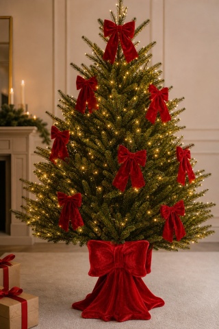 "Velour Bow" Christmas Tree Stand – Red (689769)
