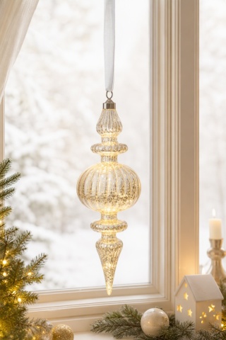 Champagne-colored glass pendant on a ribbon, 10 LEDs(480198)