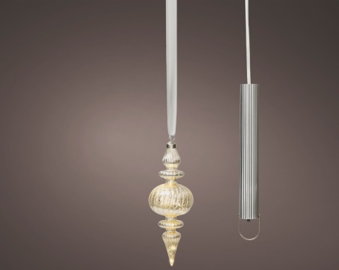 Champagne-colored glass pendant on a ribbon, 10 LEDs(480198)