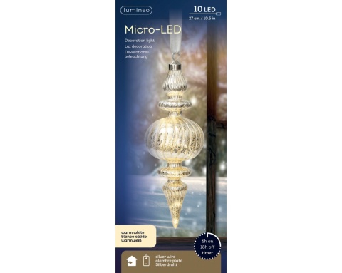 Champagne-colored glass pendant on a ribbon, 10 LEDs(480198)