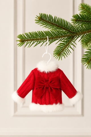 Burgundy velour sweater-shaped hanging decoration(C) (548193)