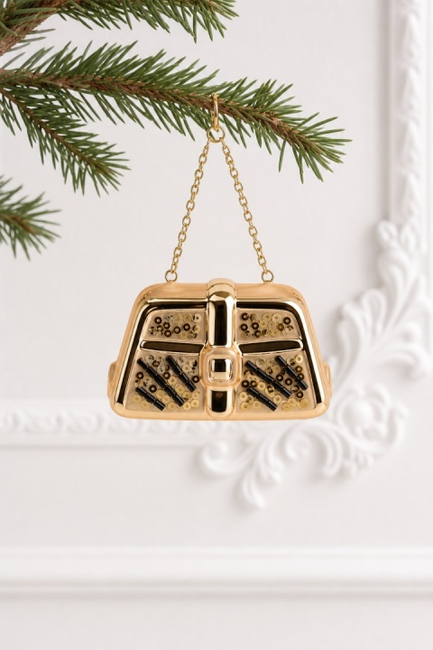 Glass handbag ornament, gold shimmer, clip-on(F) (523420)