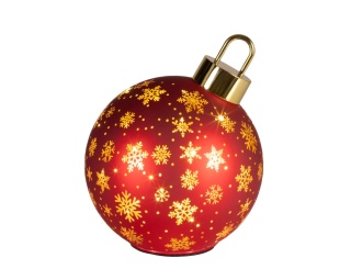 18cm red glass ornament, 25 LEDs, rotating tabletop design (481532)