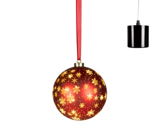 Red glass bauble, 19 cm, 25 LEDs, rotating effect (481523)