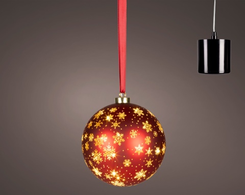 Red glass bauble, 19 cm, 25 LEDs, rotating effect (481523)