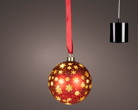 Bombka szklana fi 14cm czerwona 15LED wirująca (481522)