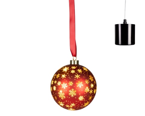 Bombka szklana fi 14cm czerwona 15LED wirująca (481522)