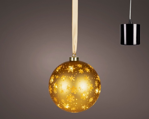 Bombka szklana fi 19cm złota 25LED wirująca (481525)
