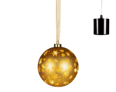 Bombka szklana fi 19cm złota 25LED wirująca (481525)