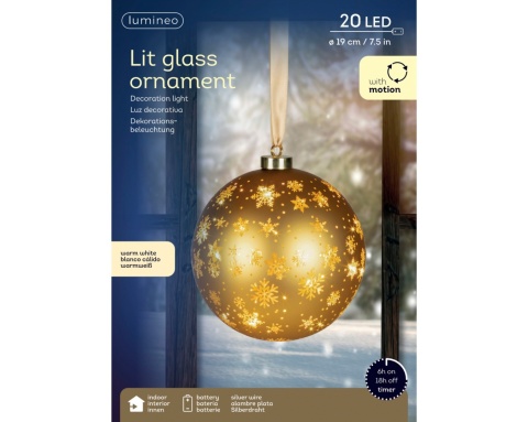 Bombka szklana fi 19cm złota 25LED wirująca (481525)