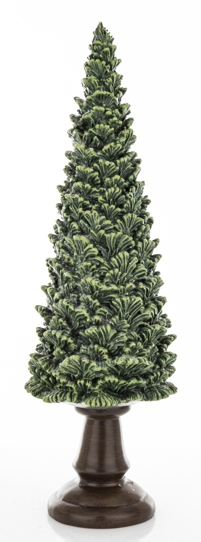 Choinka ceramiczna 32cm na podstawie zielona z brokatem (172551)