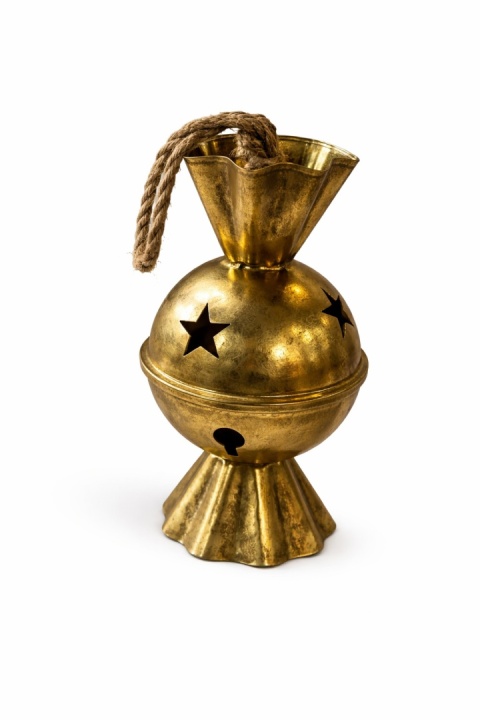 Small gold distressed metal bell ornament (SX0172)