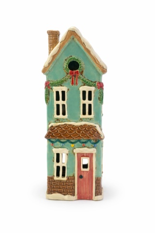 Domek ceramiczny na t-light turkusowy (2551)