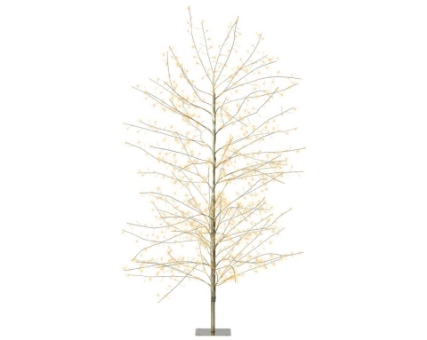Drzewko 150cm metalowe złote 1350LED ciepłe +bursztyn. (491609)