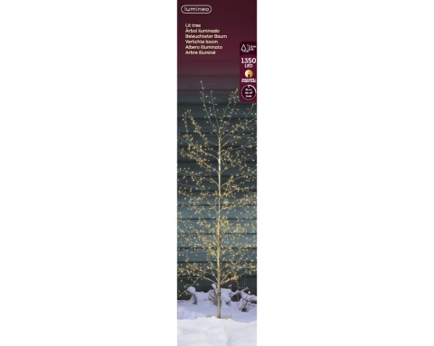 Drzewko 150cm metalowe złote 1350LED ciepłe +bursztyn. (491609)