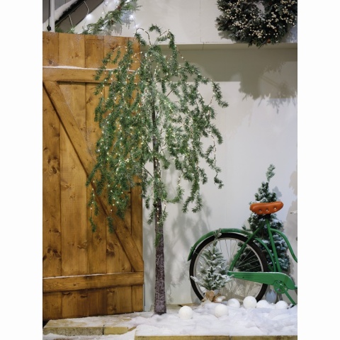 180 cm snow-dusted larch tree, 600 warm-white LEDs, timer (491596)