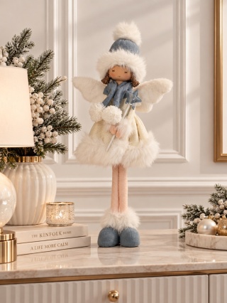 Beige and blue polyresin angel girl (704047)