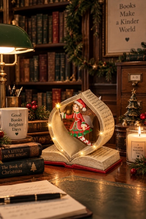 Elf dziewczynka w książce LED poliresin bat.2xAAA (480879)
