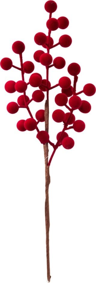 Gałązka 35cm welur burgund kuleczki (546534)